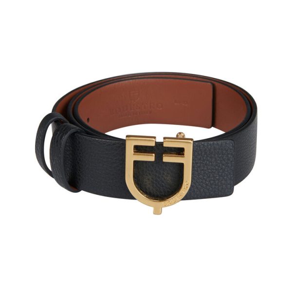 CINTURA IN CUOIO LISCIO DOUBLE FACE CON FIBBIA LOGO