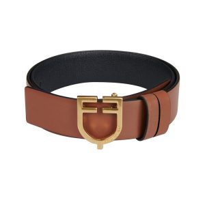 CINTURA IN CUOIO LISCIO DOUBLE FACE CON FIBBIA LOGO