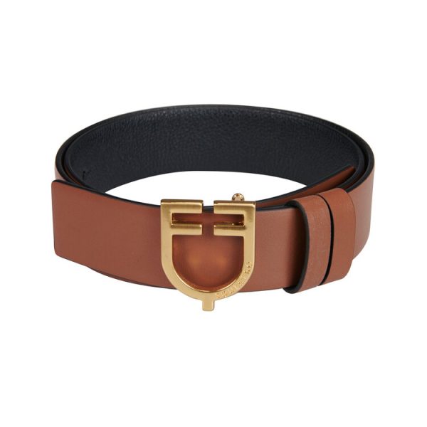 CINTURA IN CUOIO LISCIO DOUBLE FACE CON FIBBIA LOGO