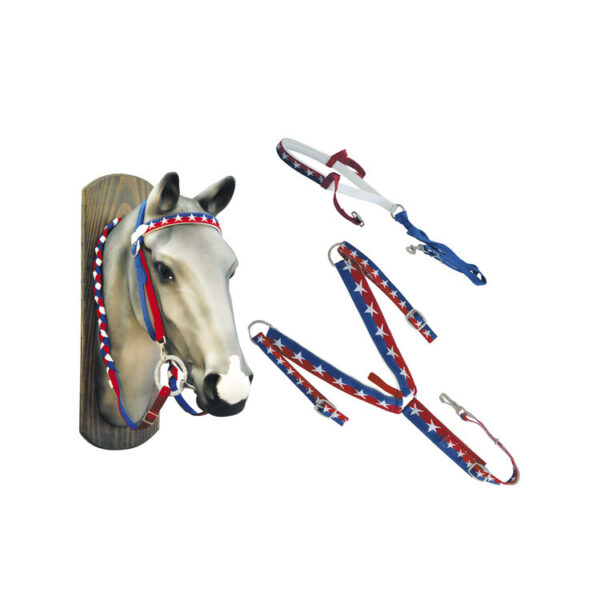 SET TESTIERA + PETTORALE + REDINI + TIE DOWN NYLON USA