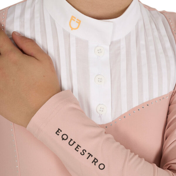 GIRL'S RHINESTONE COMPETITION POLO SHIRT LS BUTTONS