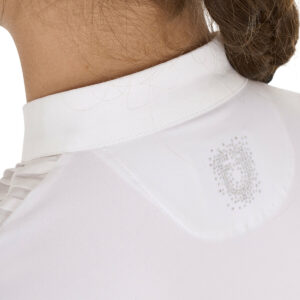 GIRL'S RHINESTONE COMPETITION POLO SHIRT LS BUTTONS