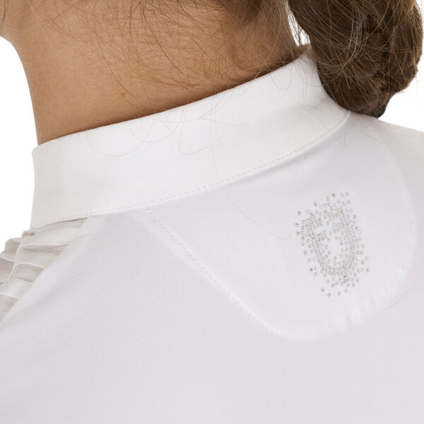 GIRL'S RHINESTONE COMPETITION POLO SHIRT LS BUTTONS