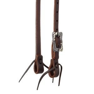 ROLLED EAR BLACK STEEL BUCKLE OILED WESTERN BRIDLE