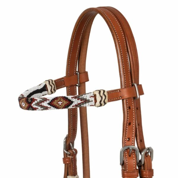 BRIDLE BOSAL WITH BEADED SOUTHWEST DECORATIONS AND COTTON MECATE REINS
