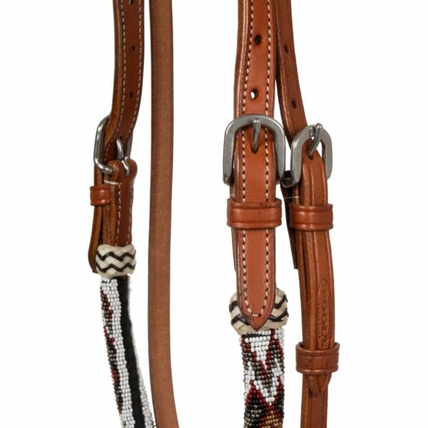 BRIDLE BOSAL WITH BEADED SOUTHWEST DECORATIONS AND COTTON MECATE REINS