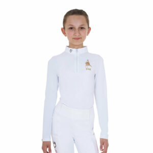 GIRL'S COMPETITION POLO ZIP LS FLAG EQUESTROxFISE